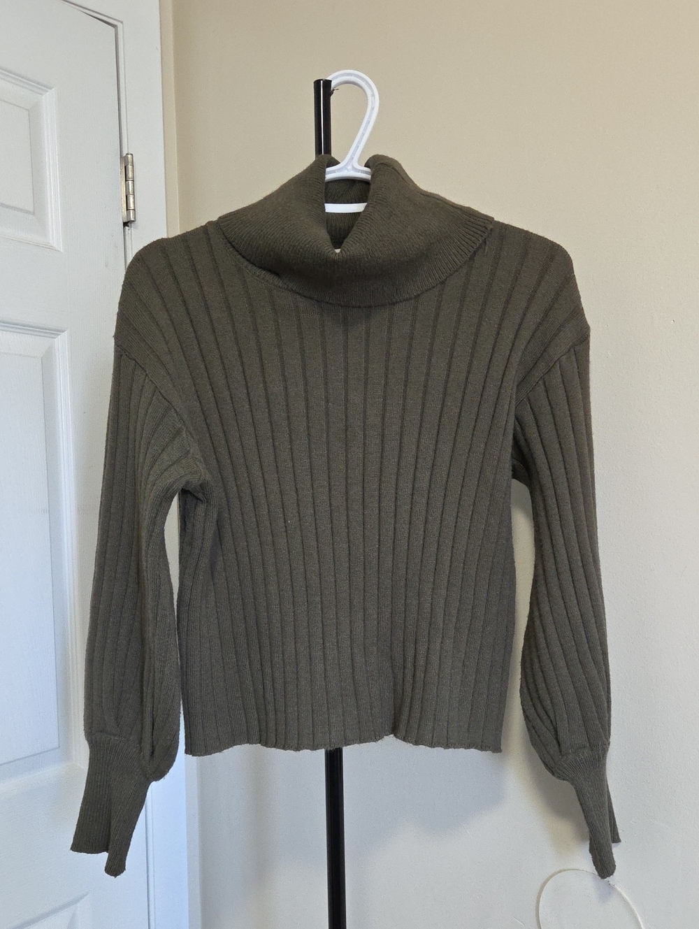 Poof Apparel Olive Ribbed Turtleneck Sweater